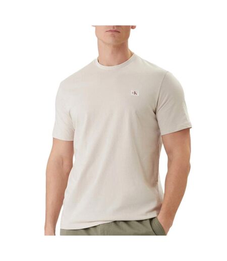 T-Shirt beige homme calvin klein jeans badge l4g