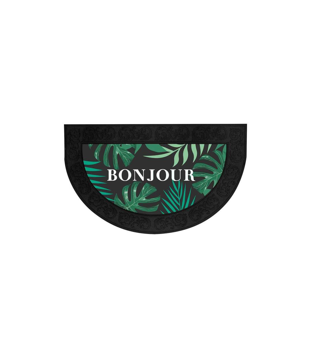 Tapis d'Entrée Demi-Lune Vesta 45x75cm Noir & Vert-1