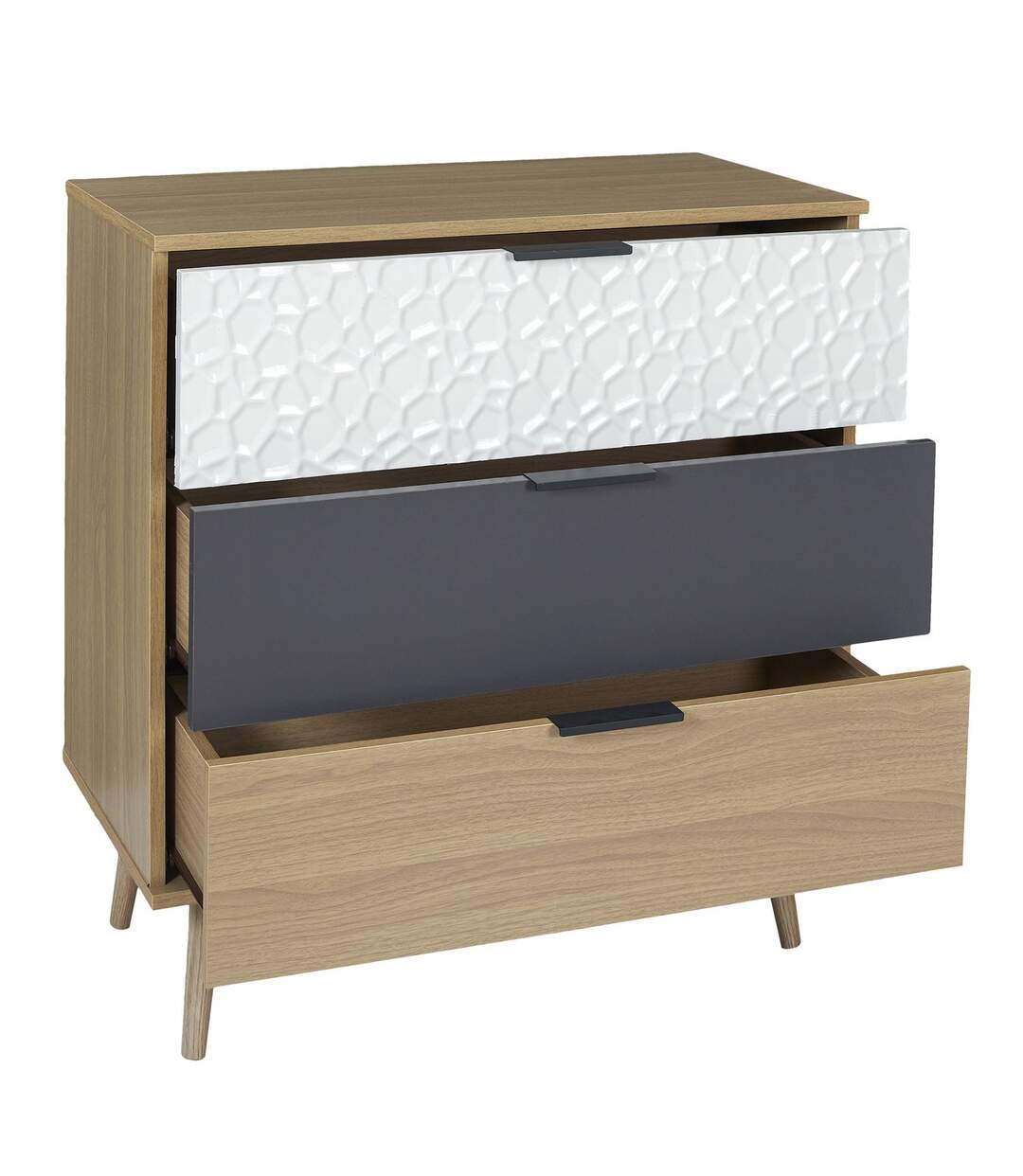 Commode 3 tiroirs modèle Sven - H. 80 cm. - Bois-2