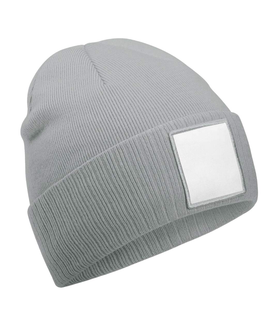 Patch appliqué beanie ash/white Beechfield-1