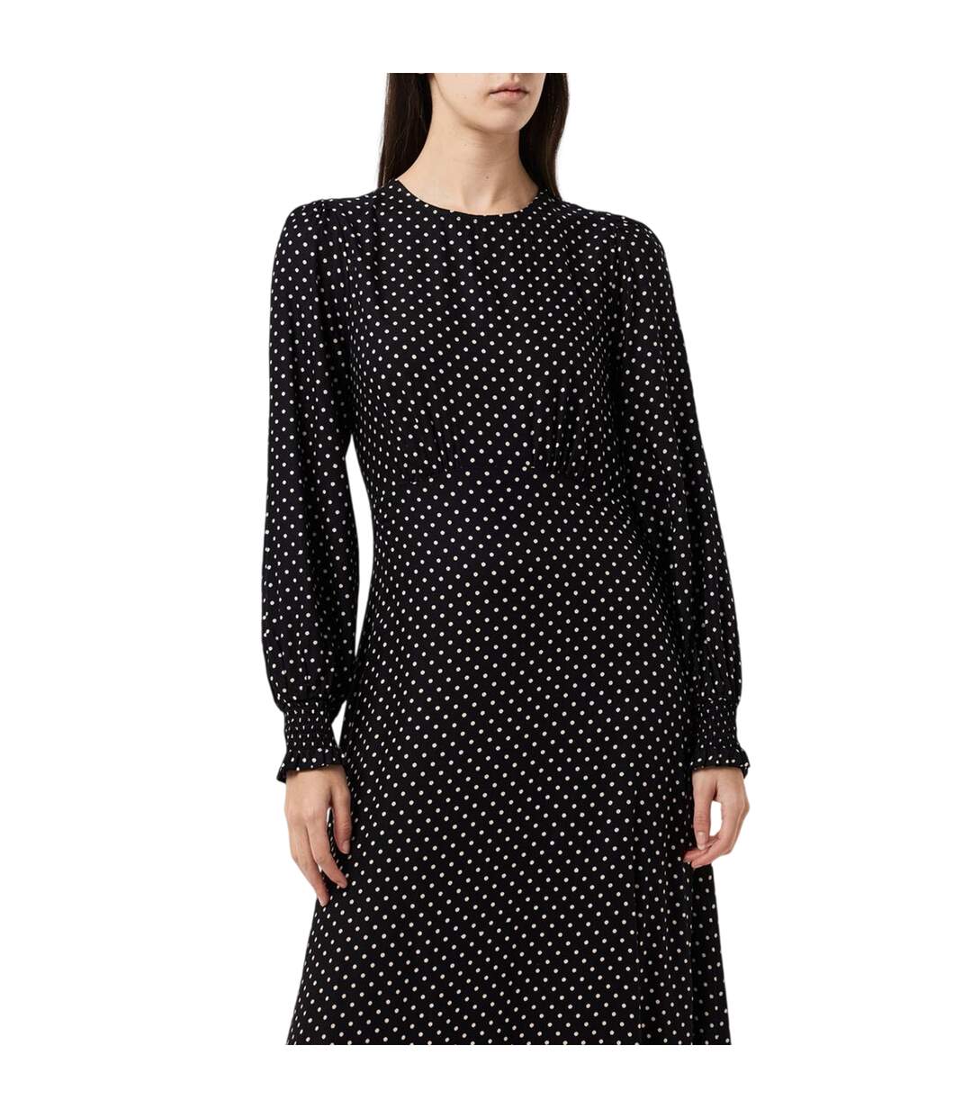Robe Mi-longue Manches Longues Motif/style À Pois Kimmy Femme Noir Finery-4