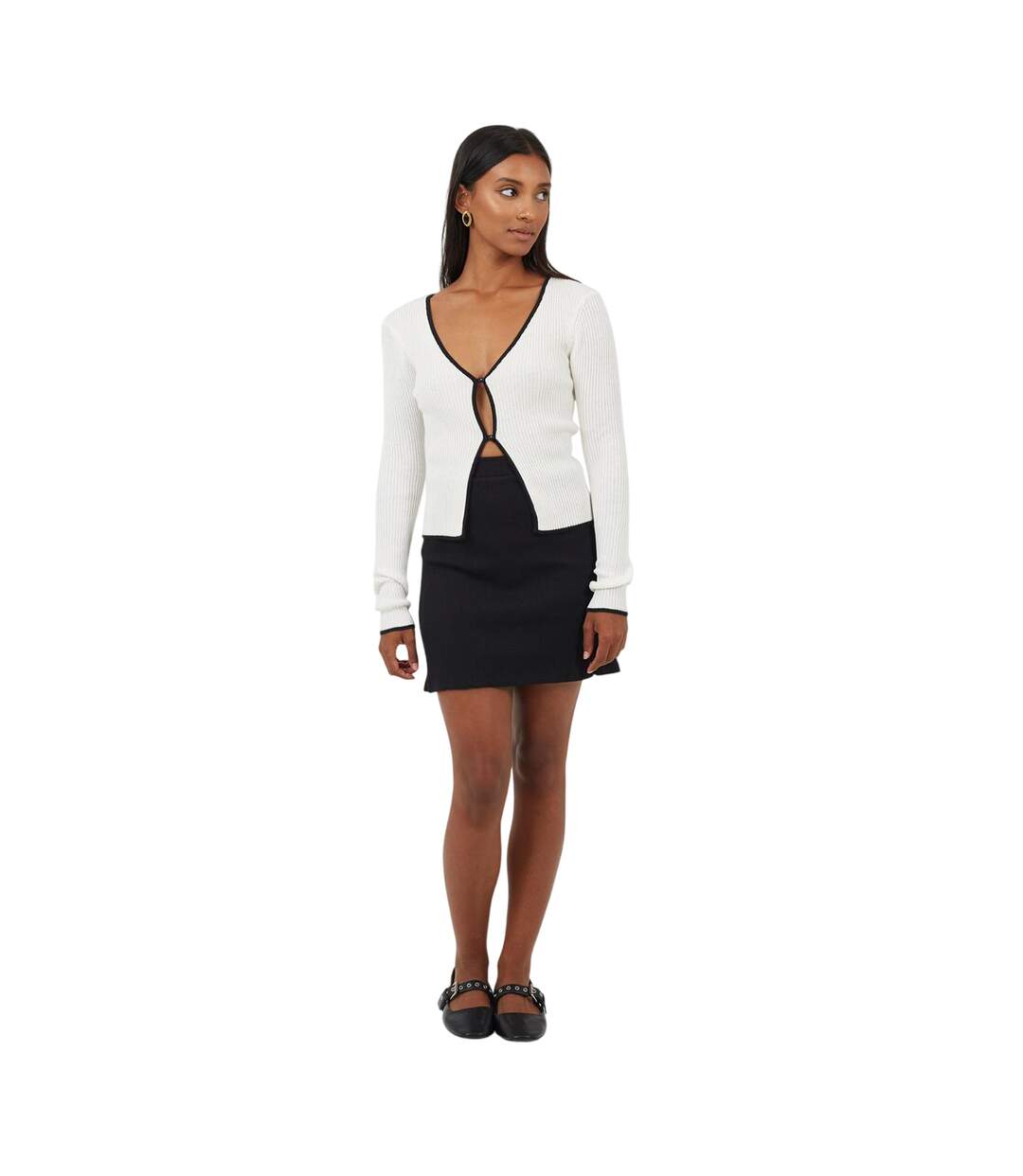 Womens/ladies Ribbed High Waist Mini Skirt Black Brave Soul-4