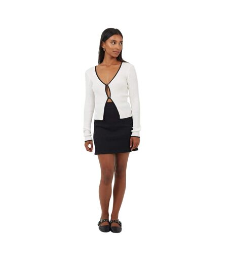 Womens/ladies Ribbed High Waist Mini Skirt Black Brave Soul