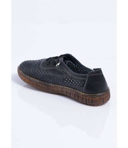 Baskets lacées cuir perforé largeur standard