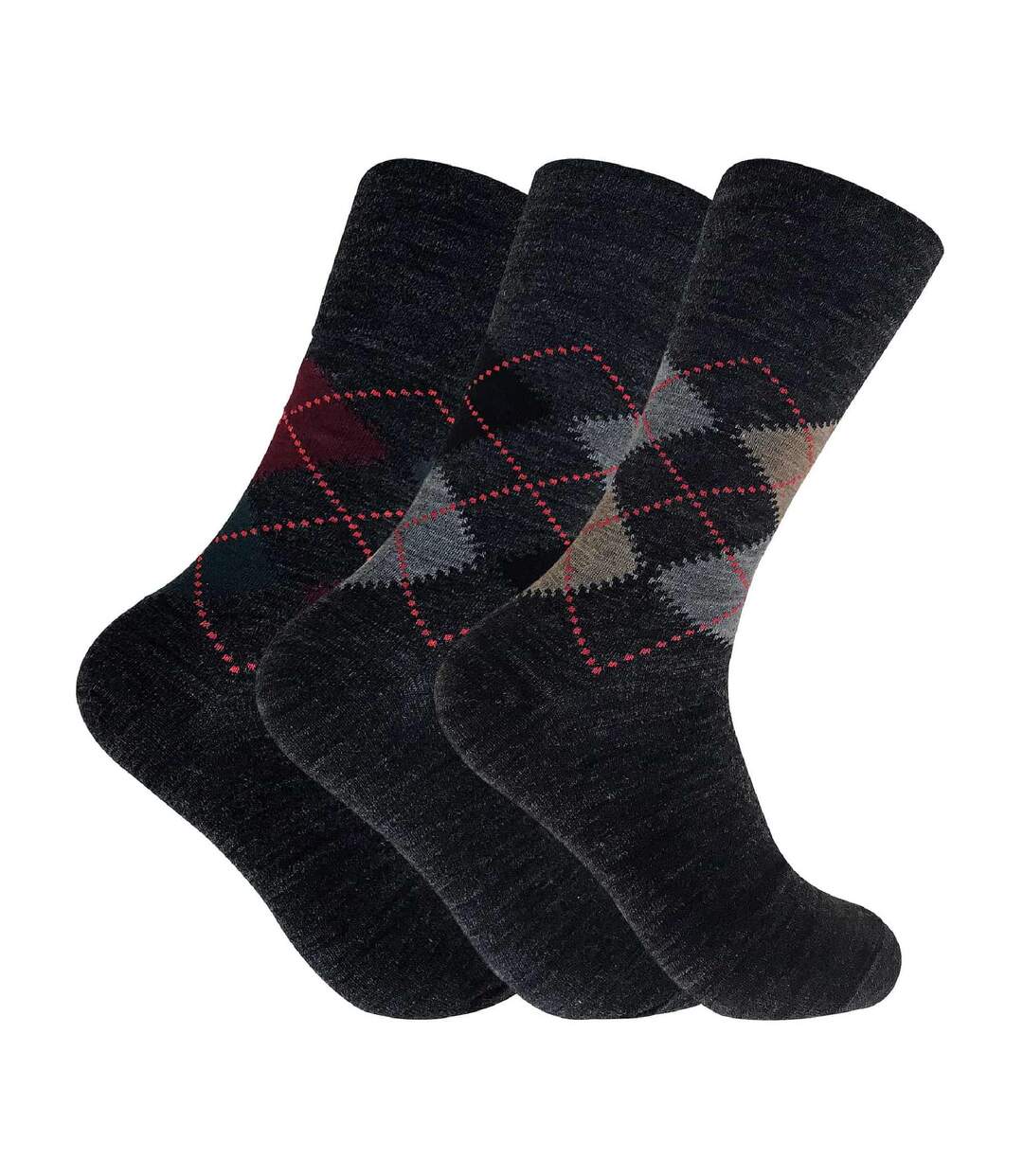 3 Pr Chaussettes Homme Laine Motifs sans Élastique-1