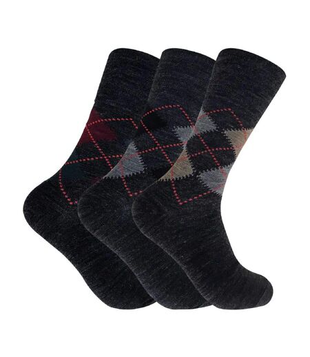 3 Pr Chaussettes Homme Laine Motifs sans Élastique