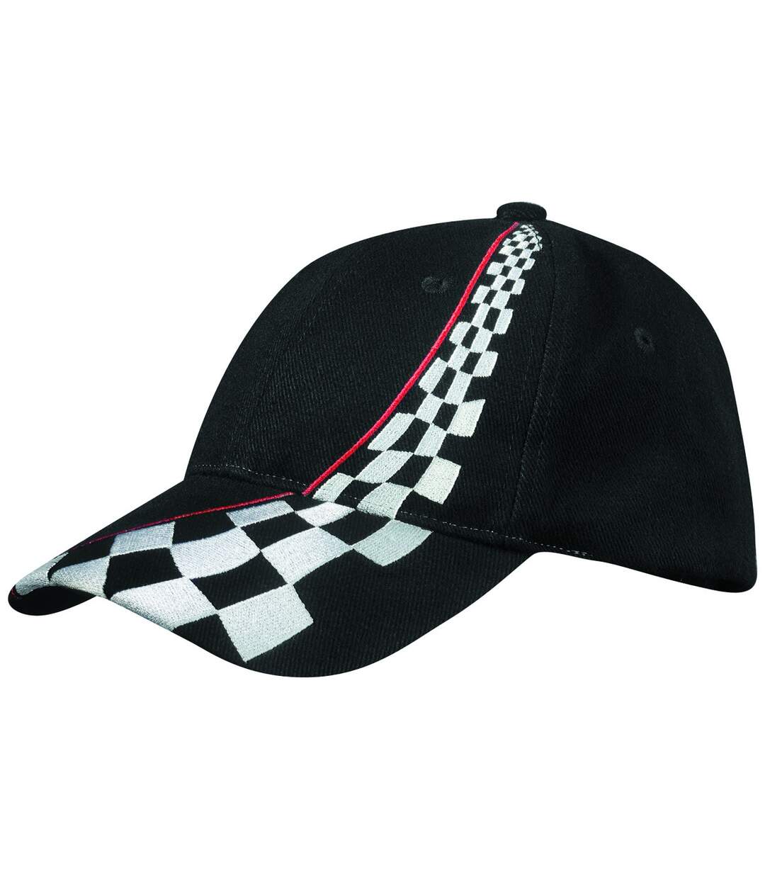 Casquette style F1 - rallye - drapeau damier - MB038 - noir-1