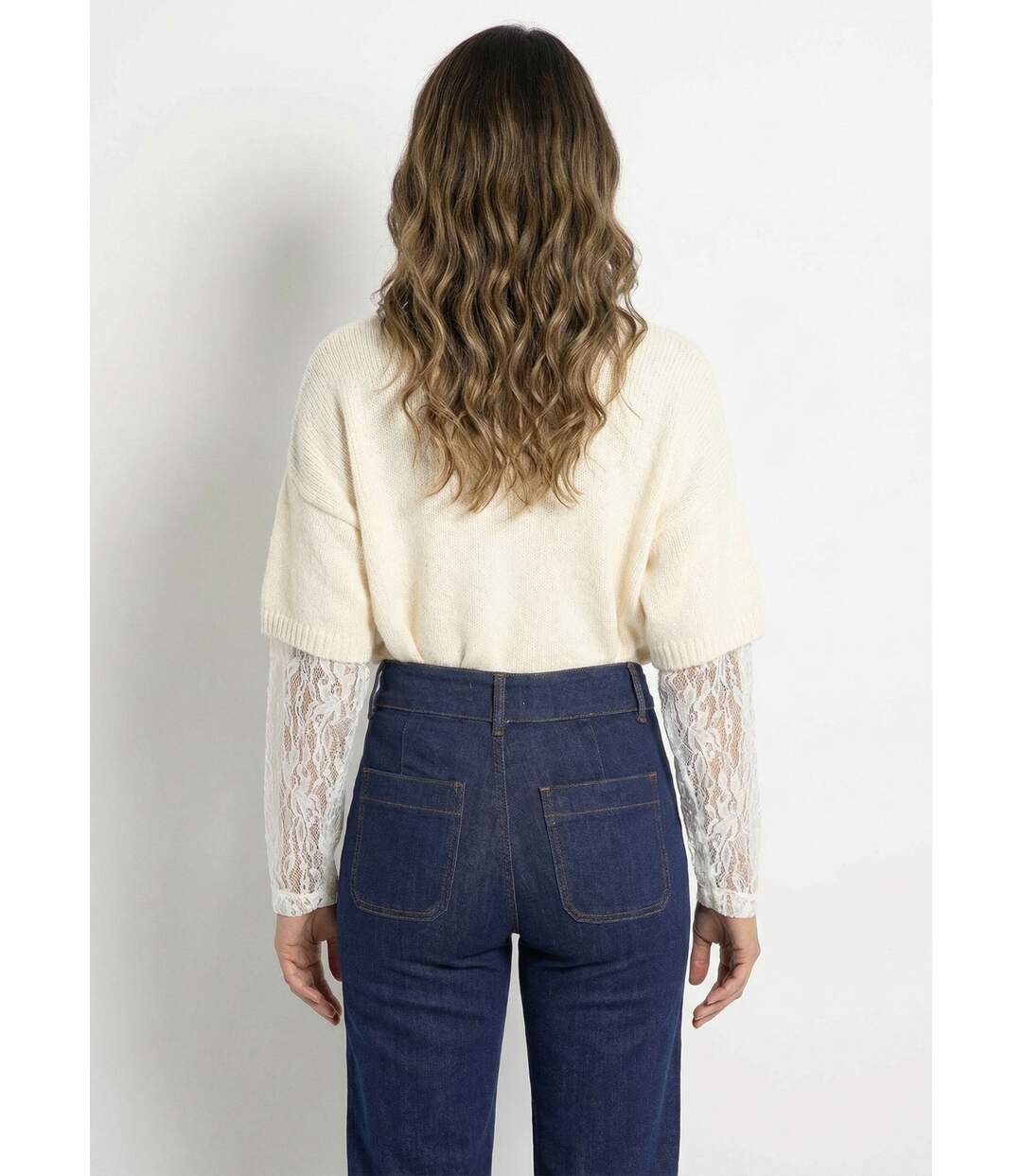Pull chaud 2 en 1 avec manches dentelle-2