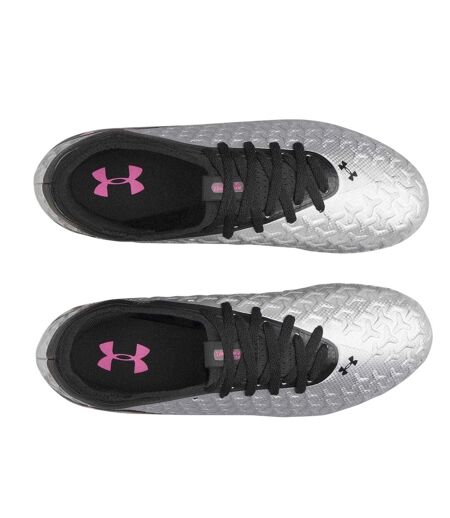 Womens/ladies Magnetico Firm Ground Football Boots Silver Black Under Armour