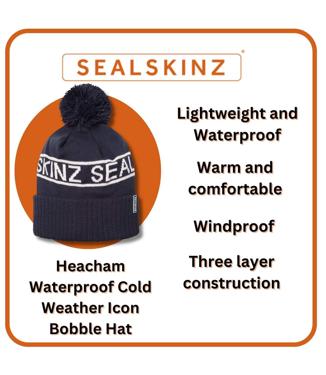 Mens & Ladies Waterproof Cold Weather Icon Bobble Hat-3