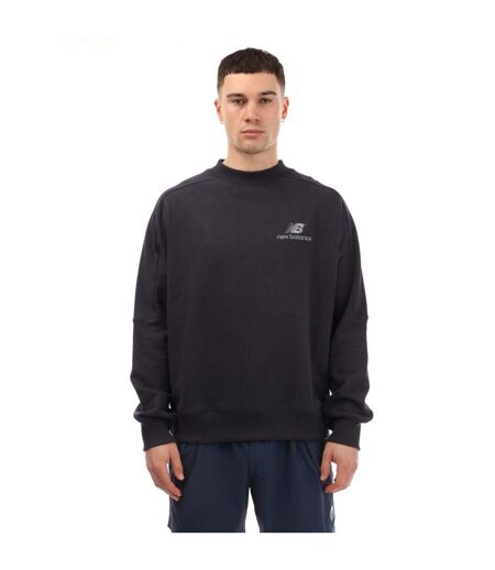 Mens French Terry Crew Neck Sweatshirt Navy New Balance