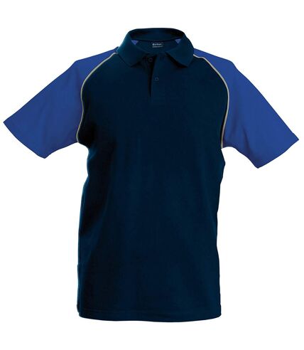 Kariban Mens Contrast Baseball Polo Shirt (Navy/Light Grey/Royal) - UTRW702