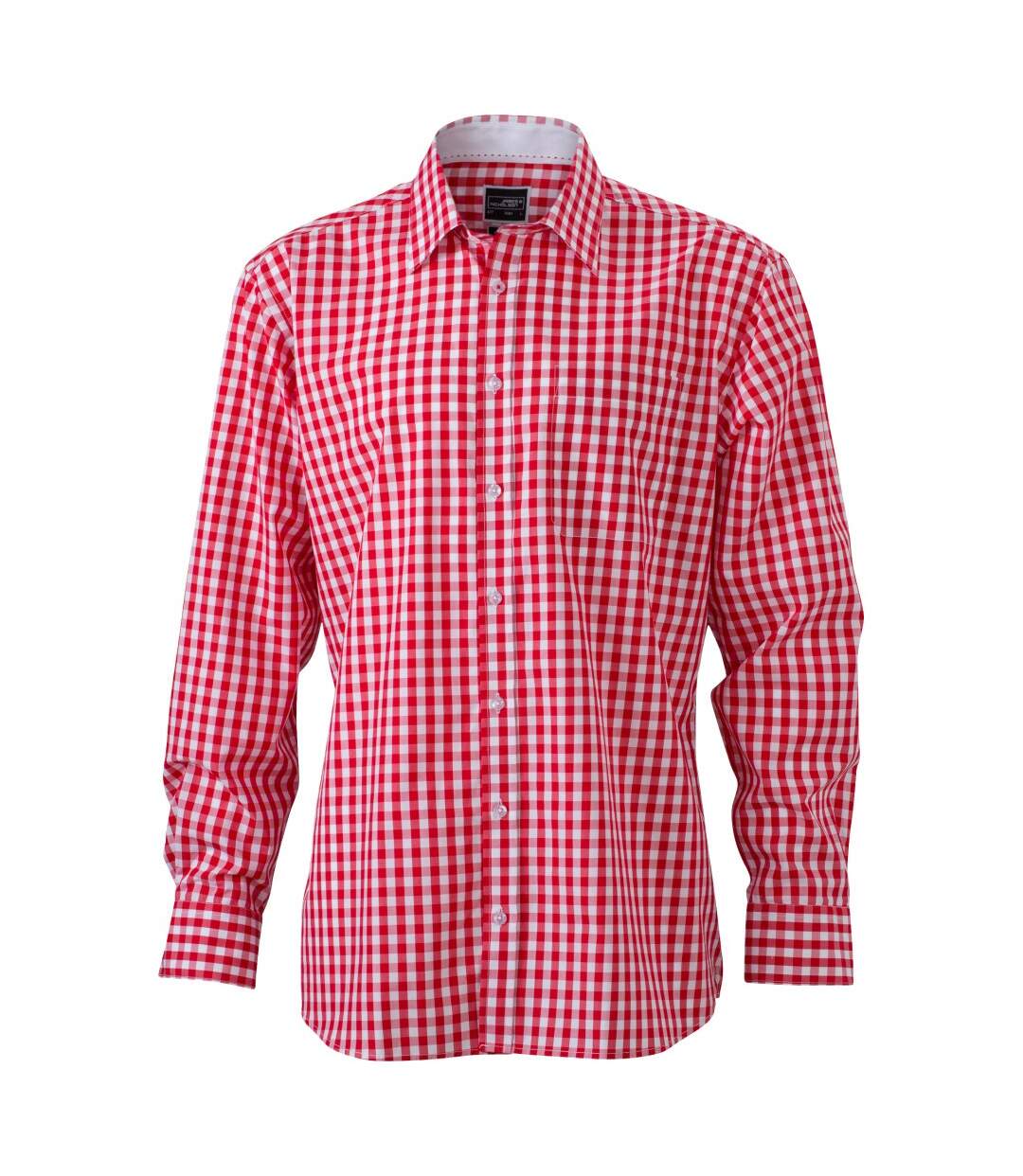 Chemise Motif/style À Carreaux Homme Rouge Blanc James And Nicholson-1