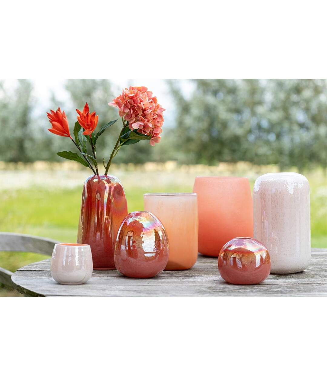Vase Design en Verre Corrie 23cm Corail-4