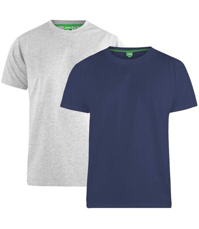 Duke Mens Fenton Kingsize D555 Round Neck T-shirts (Pack Of 2) (Navy/Gray)