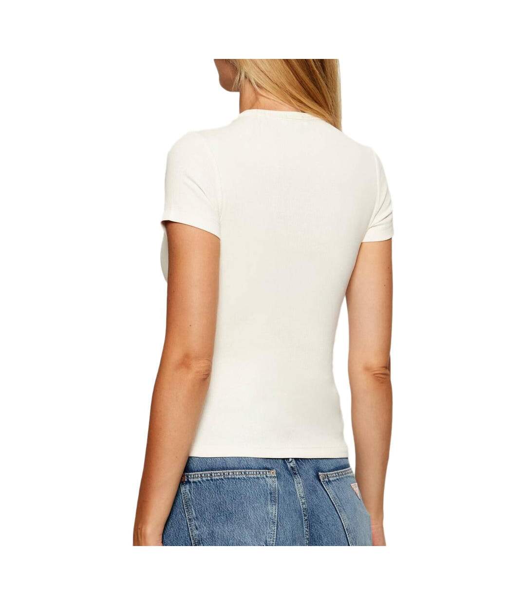 T-Shirt ecru femme tommy hilfiger badge-2