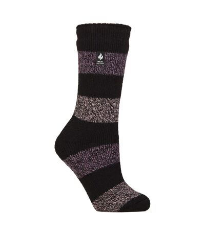 Ladies Wide Stripe Patterned Thermal Socks for Winter