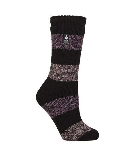Ladies Wide Stripe Patterned Thermal Socks for Winter