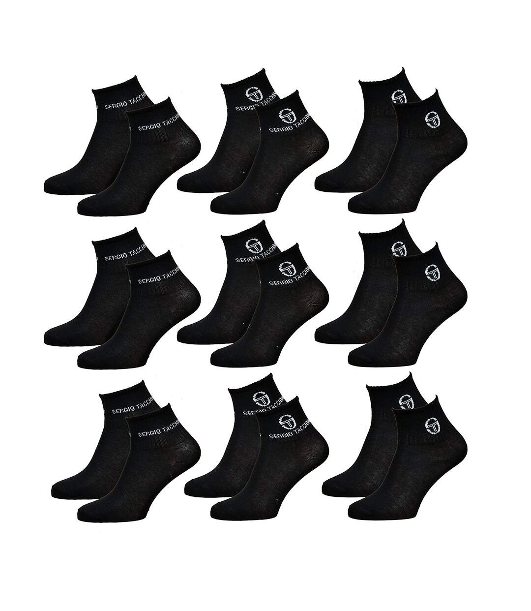 Chaussettes Femme SERGIO TACCHINI Socquettes Pack de 9 Paires Noires