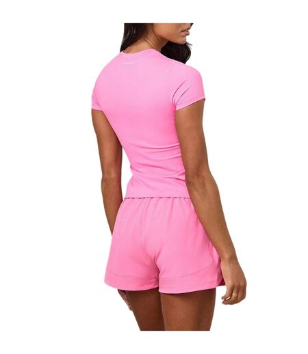 T-shirt Motif/style Logo Brodé Femme Rose Œillet Gym King