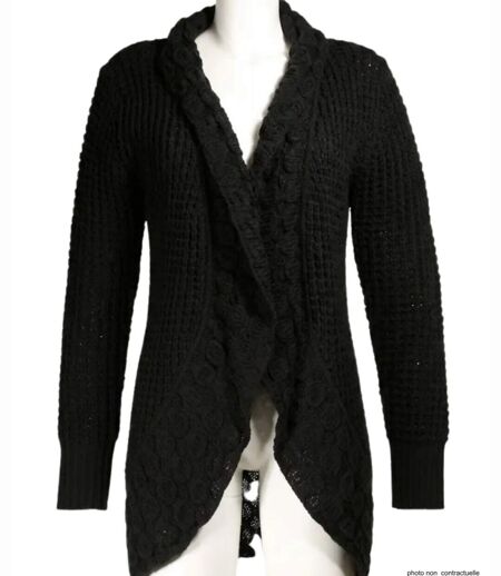 Gilet Femme Maille Douce Noir (Réf. AH1173N)