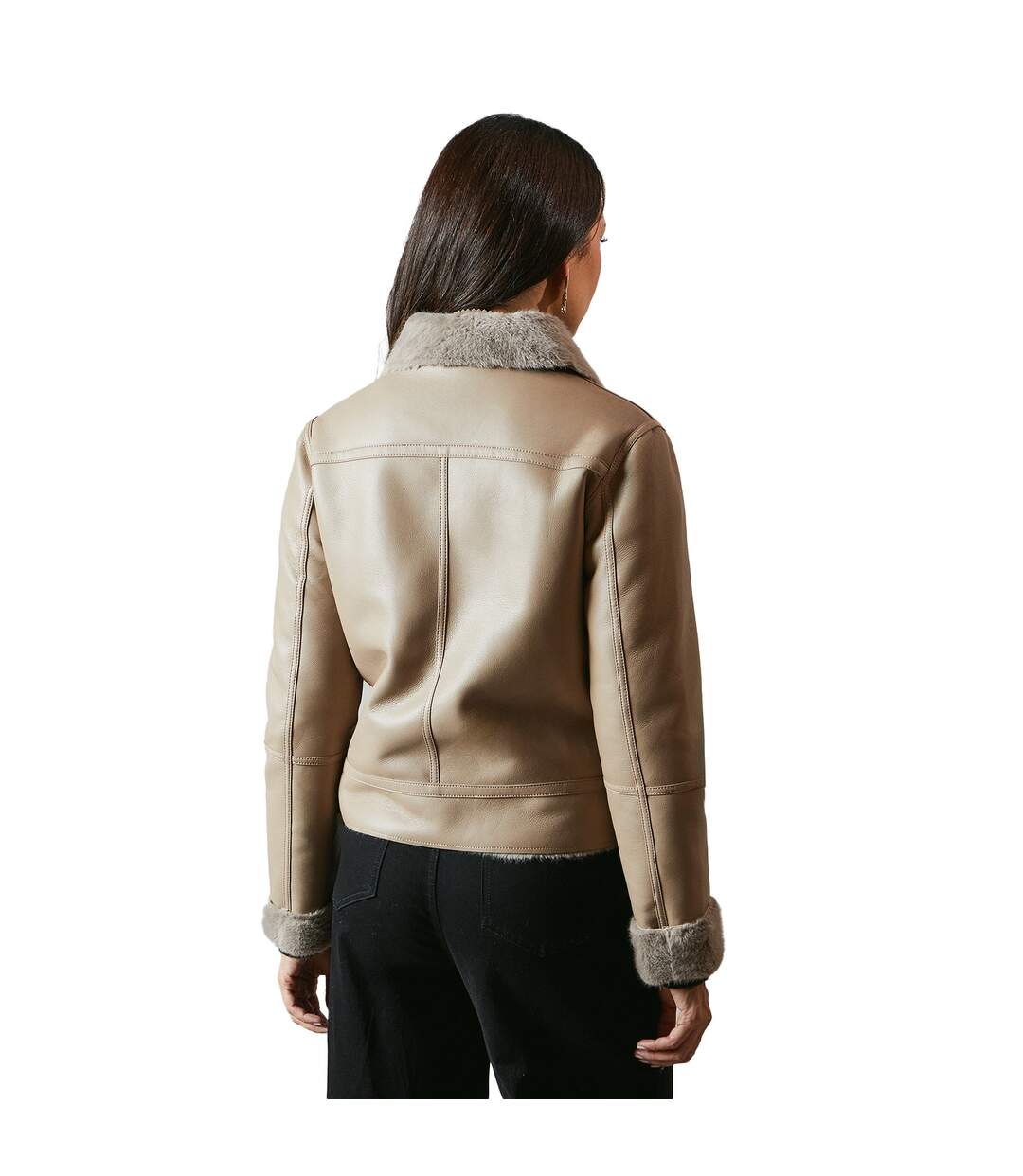 Veste motard femme taupe Principles-2