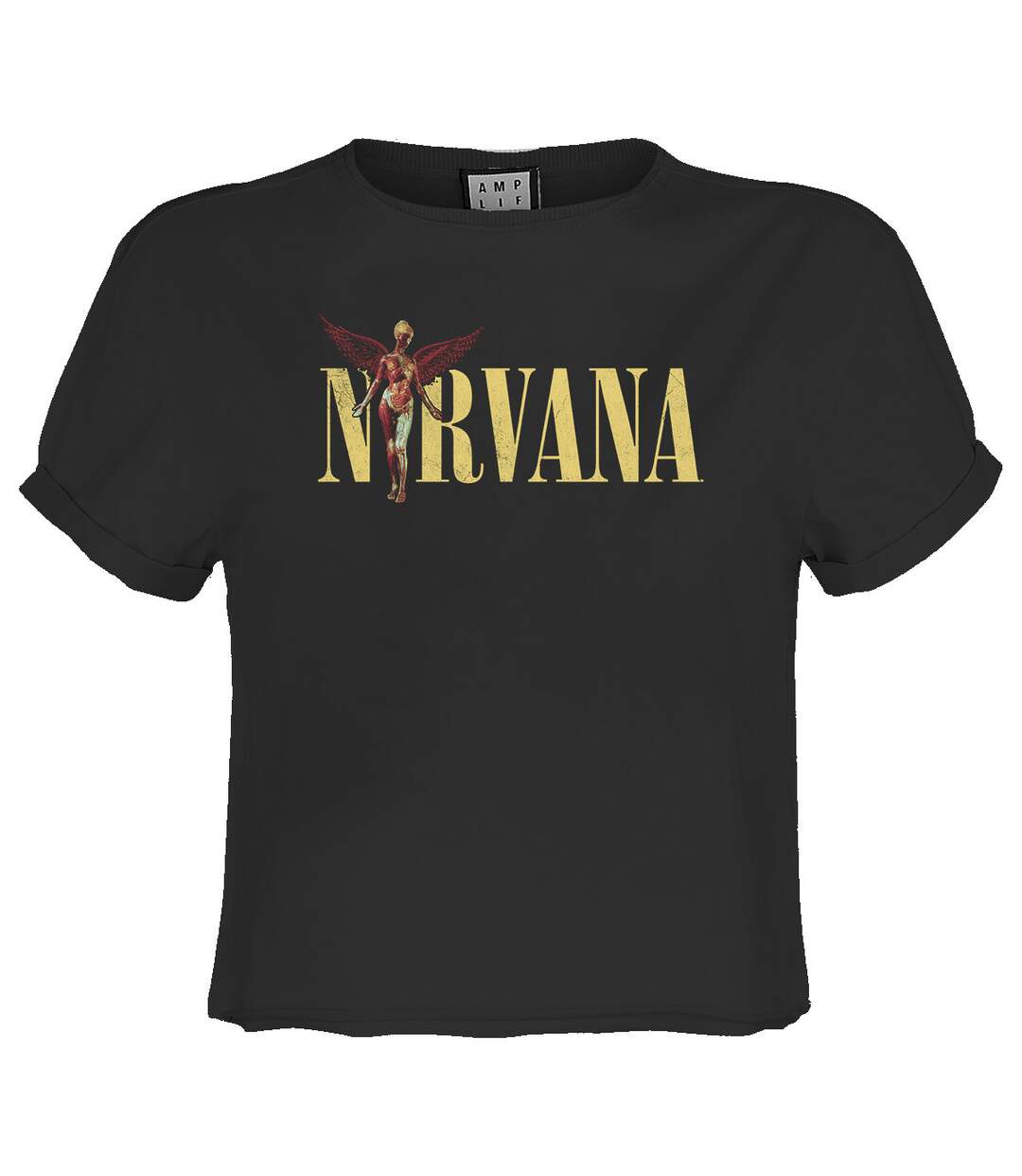 Womens/ladies in utero nirvana crop top charcoal Amplified