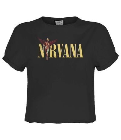 Amplified Womens/Ladies In Utero Nirvana Crop Top (Charcoal) - UTGD994