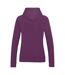 Womens/ladies girlie college hoodie plum Awdis