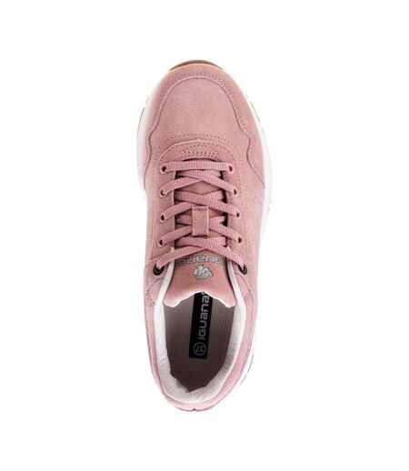 Womens/ladies vilme leather trainers silver pink/beige Iguana