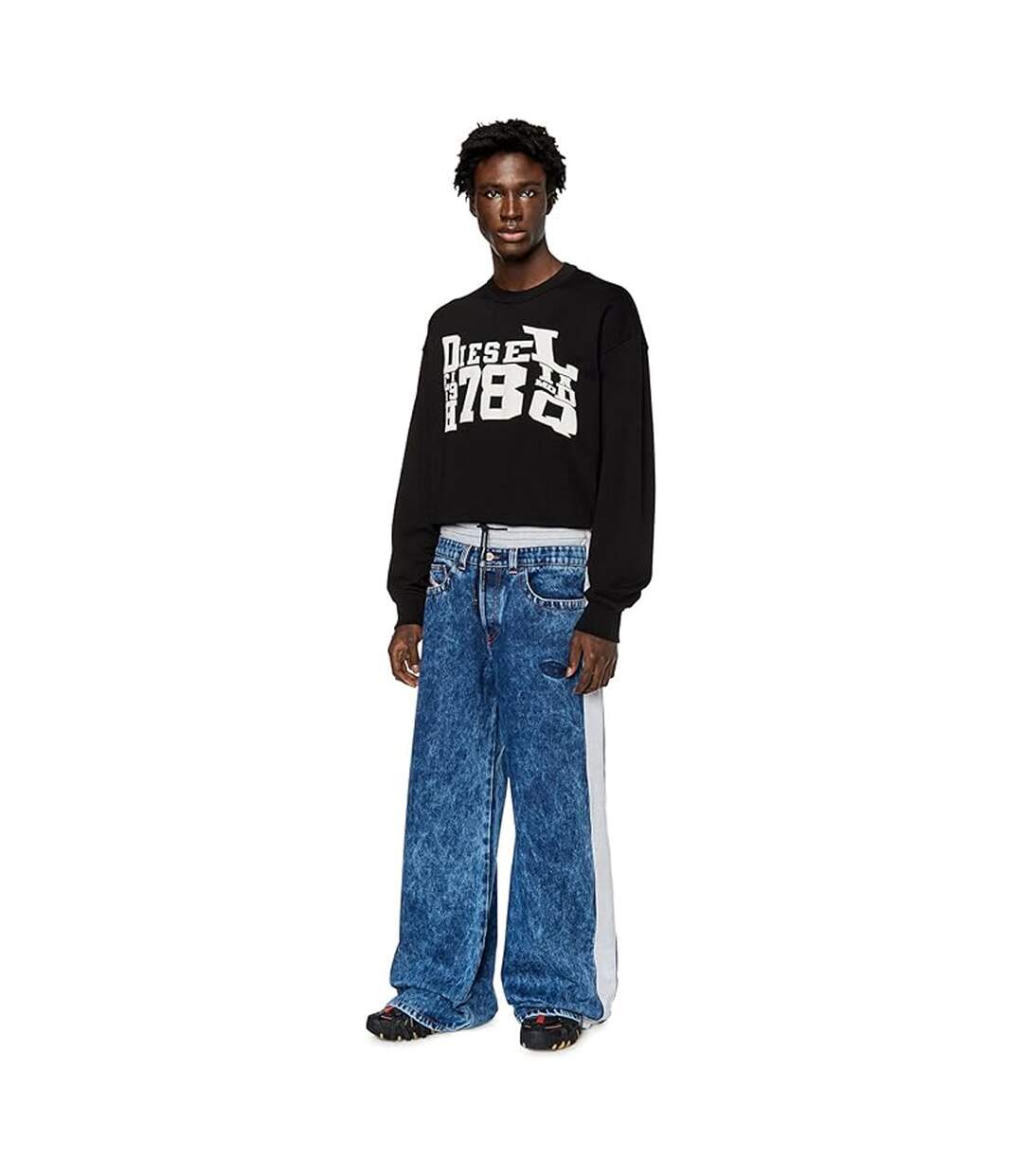 Unisex Adult Distorted Logo Sweatshirt Black Diesel-1