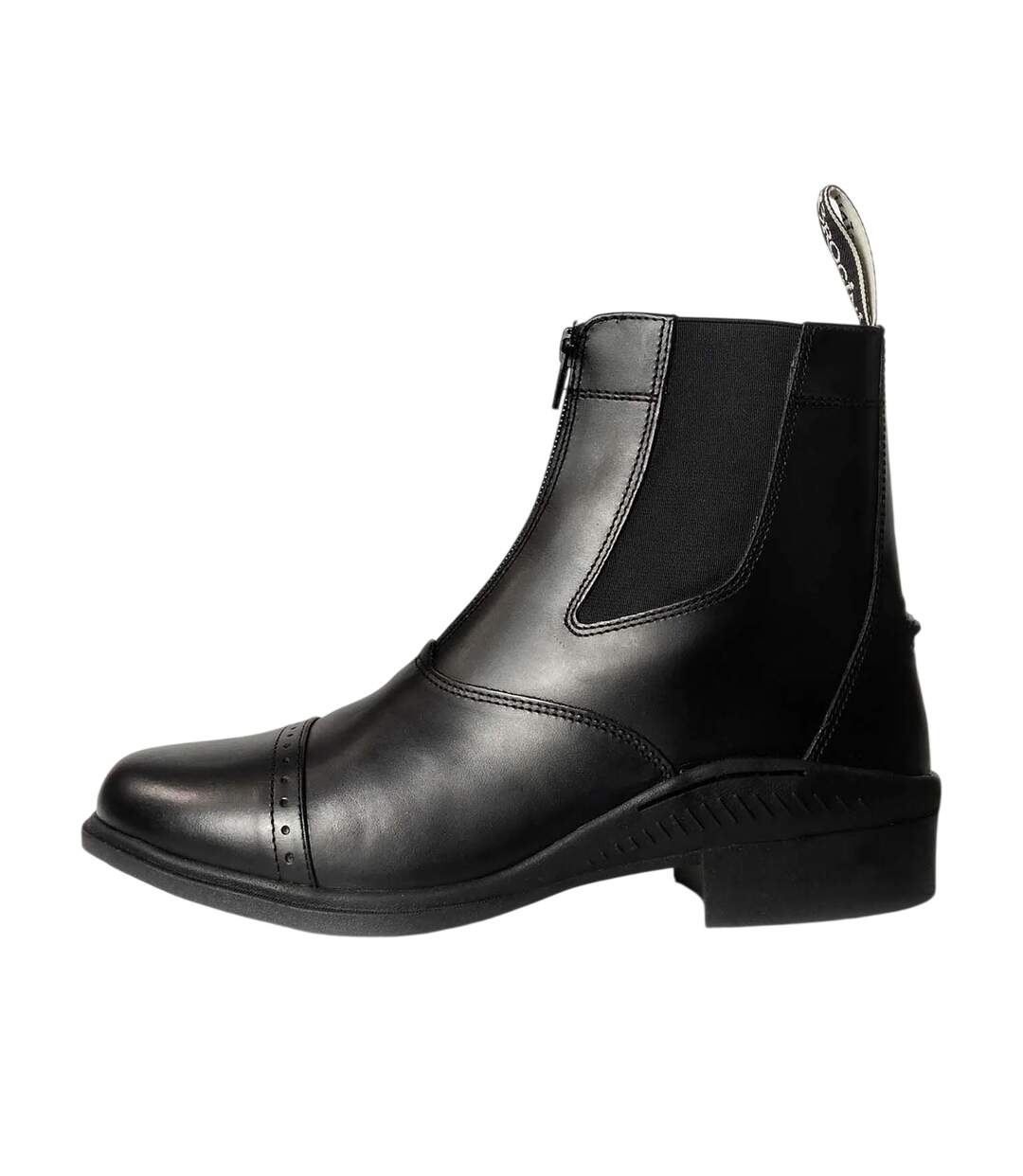 Womens/ladies Tivoli Leather Zip Paddock Boots Black Brogini-2