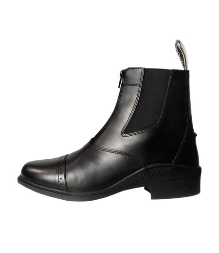 Womens/ladies Tivoli Leather Zip Paddock Boots Black Brogini