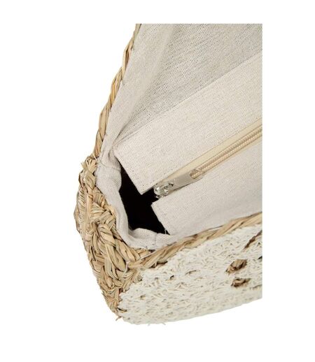 Sac de Plage Rond Bali 40cm Naturel & Blanc