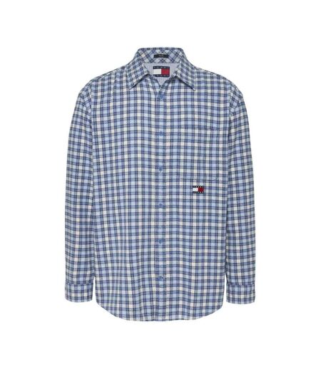 Mens Badge Flannel Pocket Shirt Blue Tommy Jeans