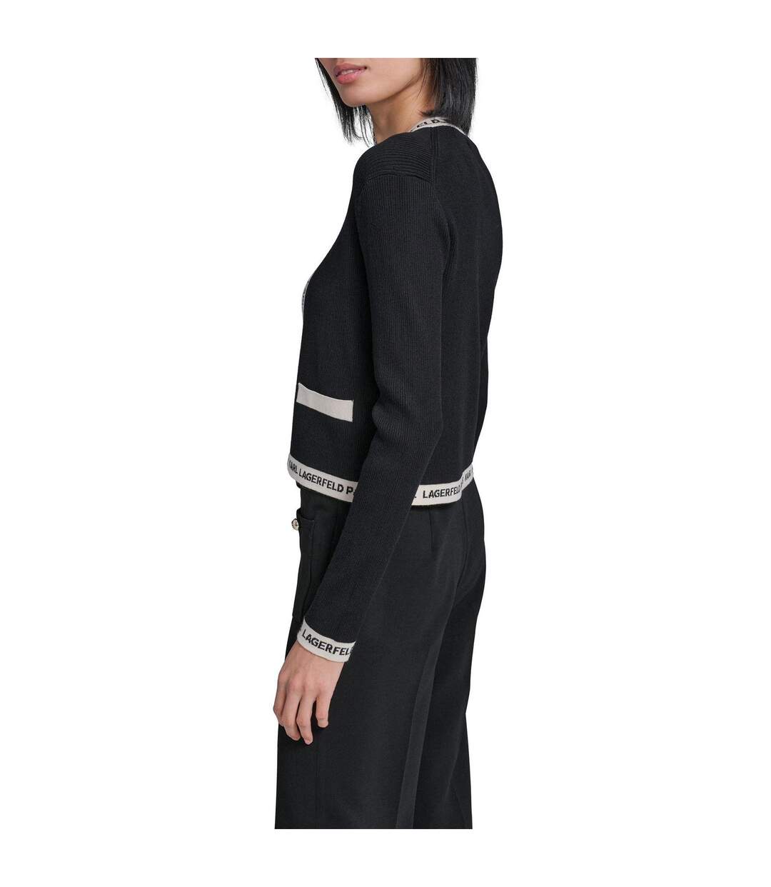Cardigan Manches Longues Femme Noir Café Moka Karl Lagerfeld-3