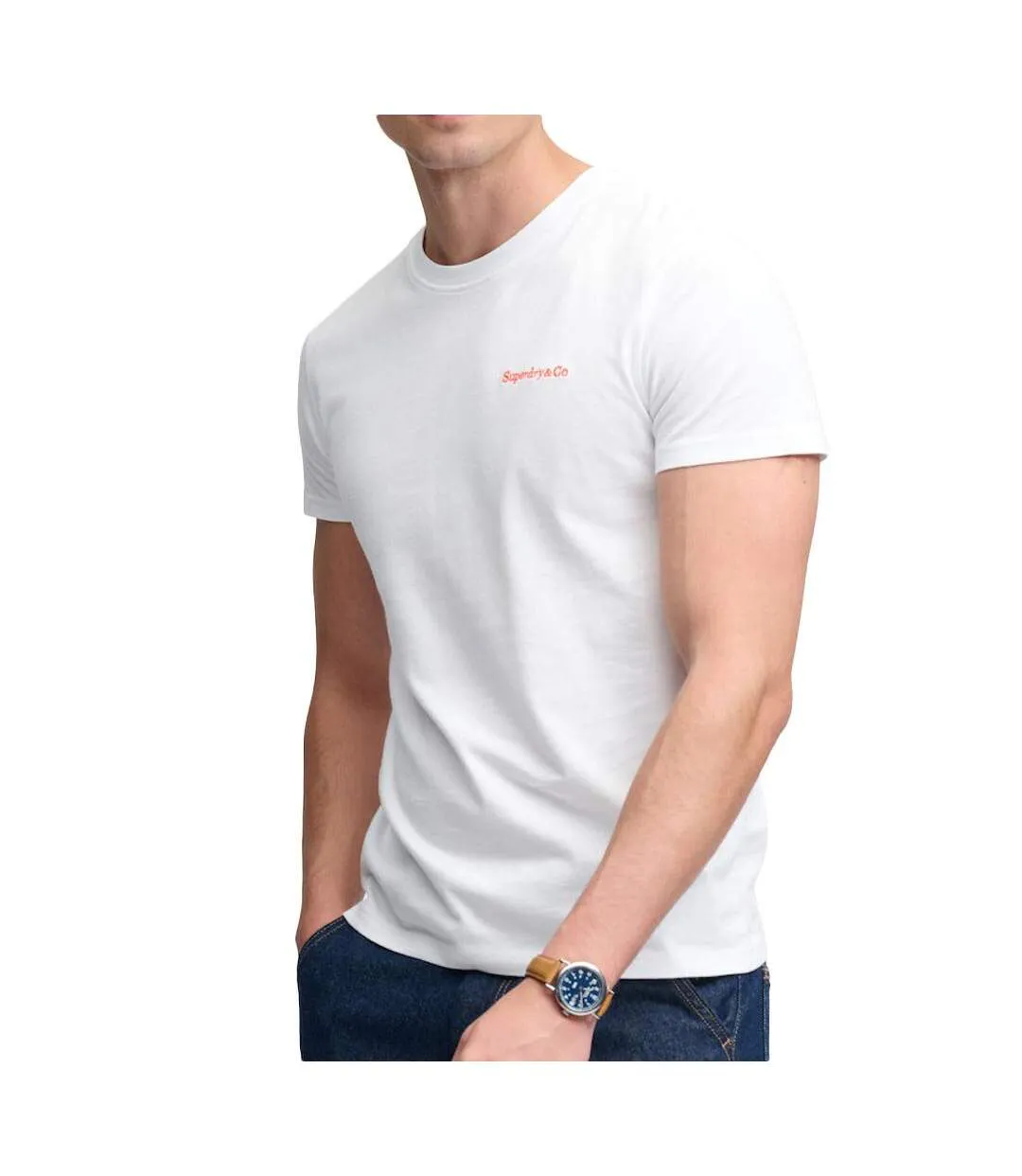 T-Shirt blanc/orange homme superdry essential-1