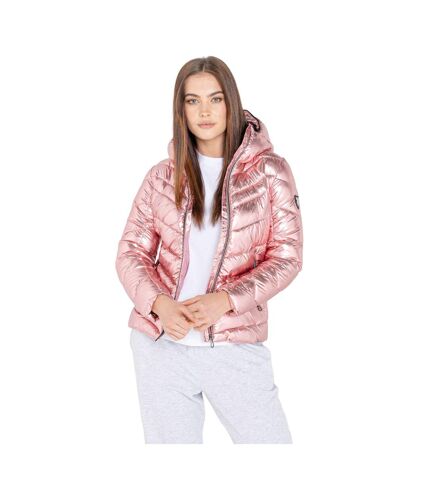 Dare 2B Womens/Ladies Reputable Embellished Insulated Padded Jacket (Powder Pink/Metallic Silver) - UTRG6586