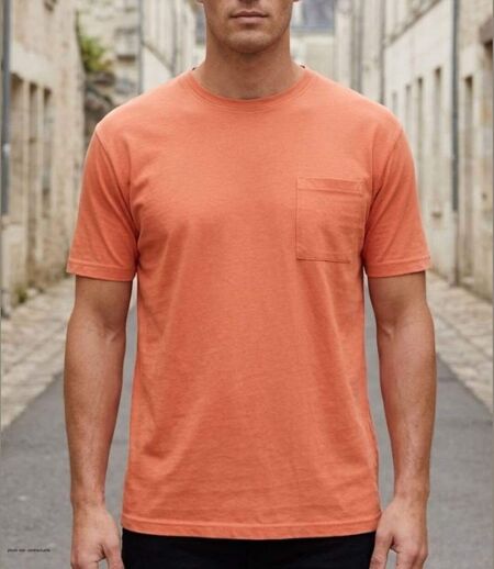 CHALLENGER SHERIF3 — Tee-shirt 1 poche orange : l'éclat du coton jersey au quotidien