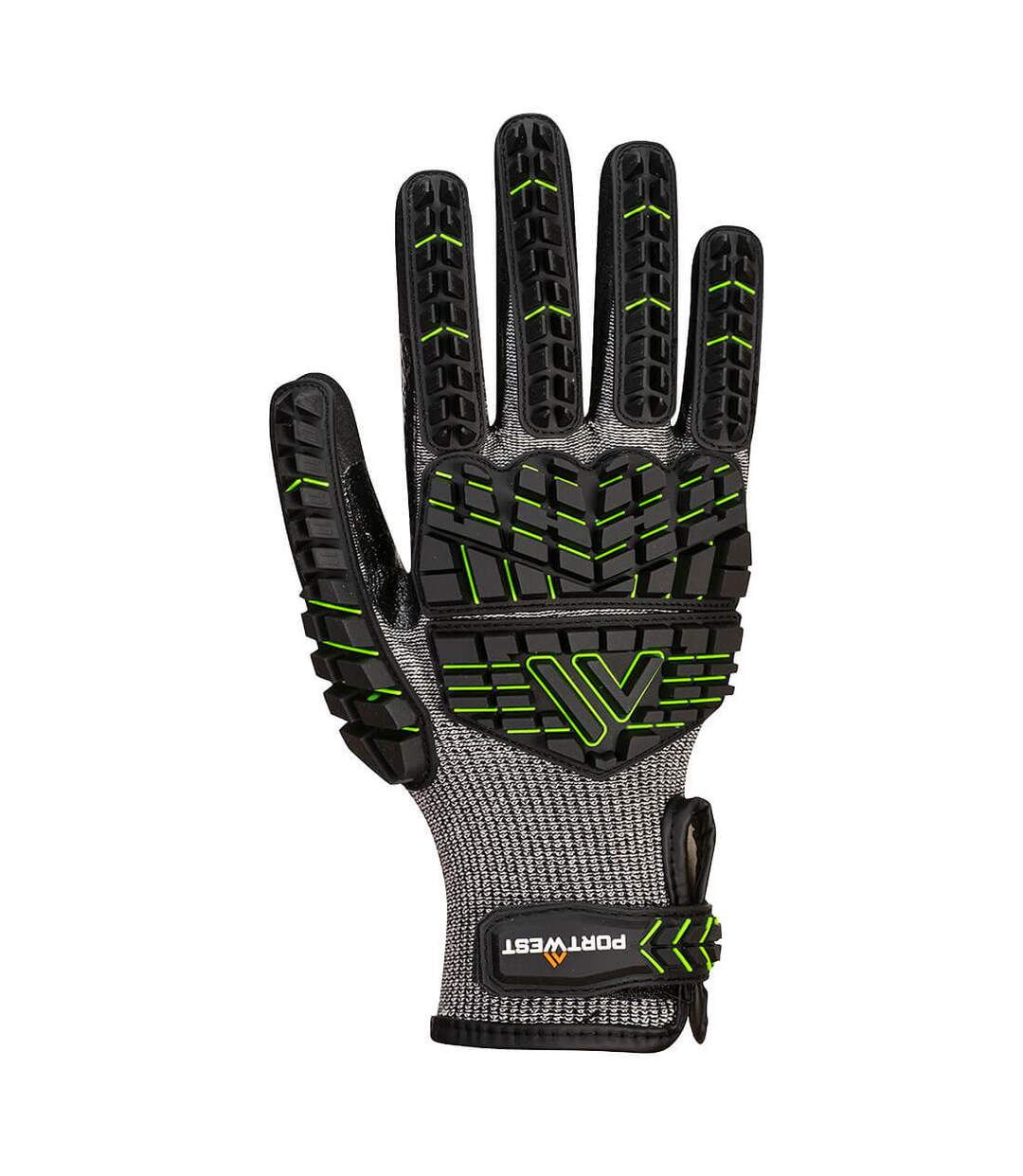 Unisex adult a755 vhr15 impact resistant nitrile grip gloves xxl black/green Portwest-2