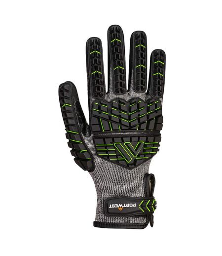 Unisex adult a755 vhr15 impact resistant nitrile grip gloves s black/green Portwest