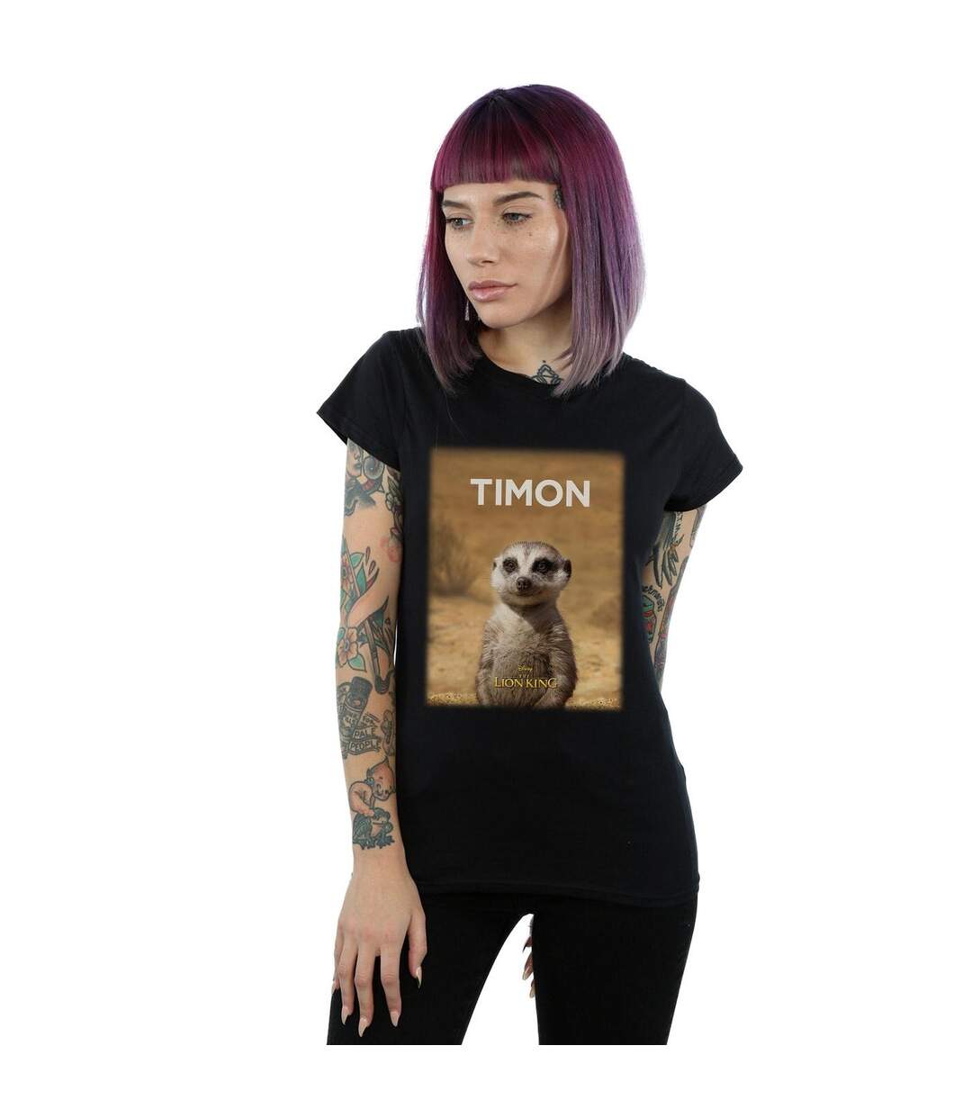 Disney Womens/Ladies The Lion King Movie Timon Poster Cotton T-Shirt (Noir) - UTBI25204-2