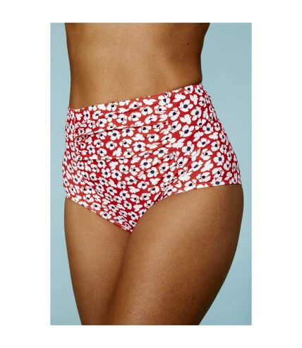 Debenhams Womens/Ladies Floral High Waist Bikini Bottoms (Red/White) - UTDH3815