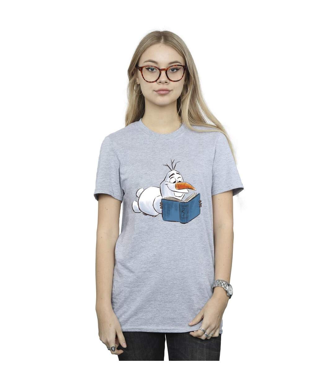 Disney - T-shirt FROZEN OLAF READING - Femme (Gris chiné) - UTBI24647-2