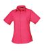 Womens/ladies poplin short-sleeved blouse hot pink Premier