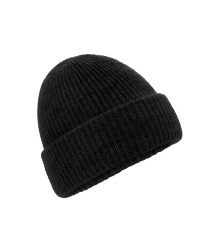 Unisex adult ribbed beanie black marl Beechfield