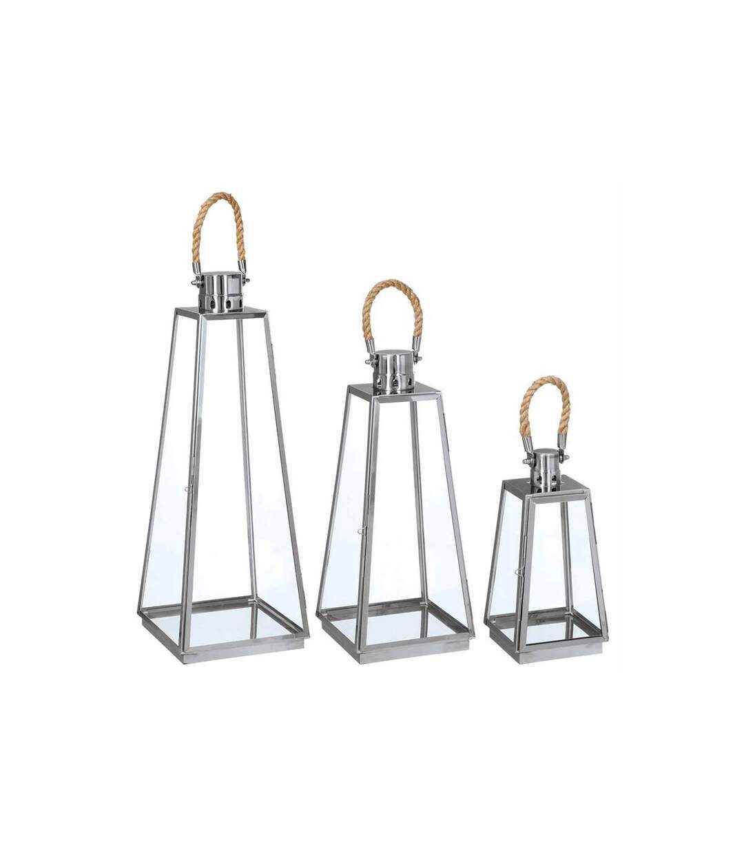 Lot de 3 Lanternes Extérieur Vérone 73cm Inox & Verre-1