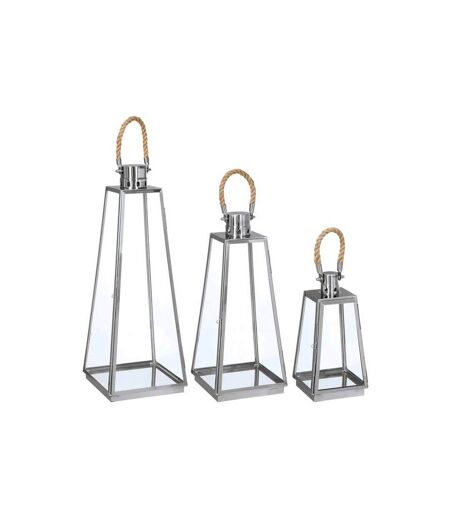 Lot de 3 Lanternes Extérieur Vérone 73cm Inox & Verre