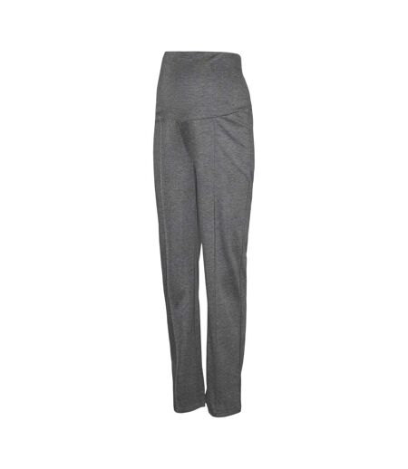 Womens/ladies Melange Straight Leg Sweatpants Grey Melange Mamalicious