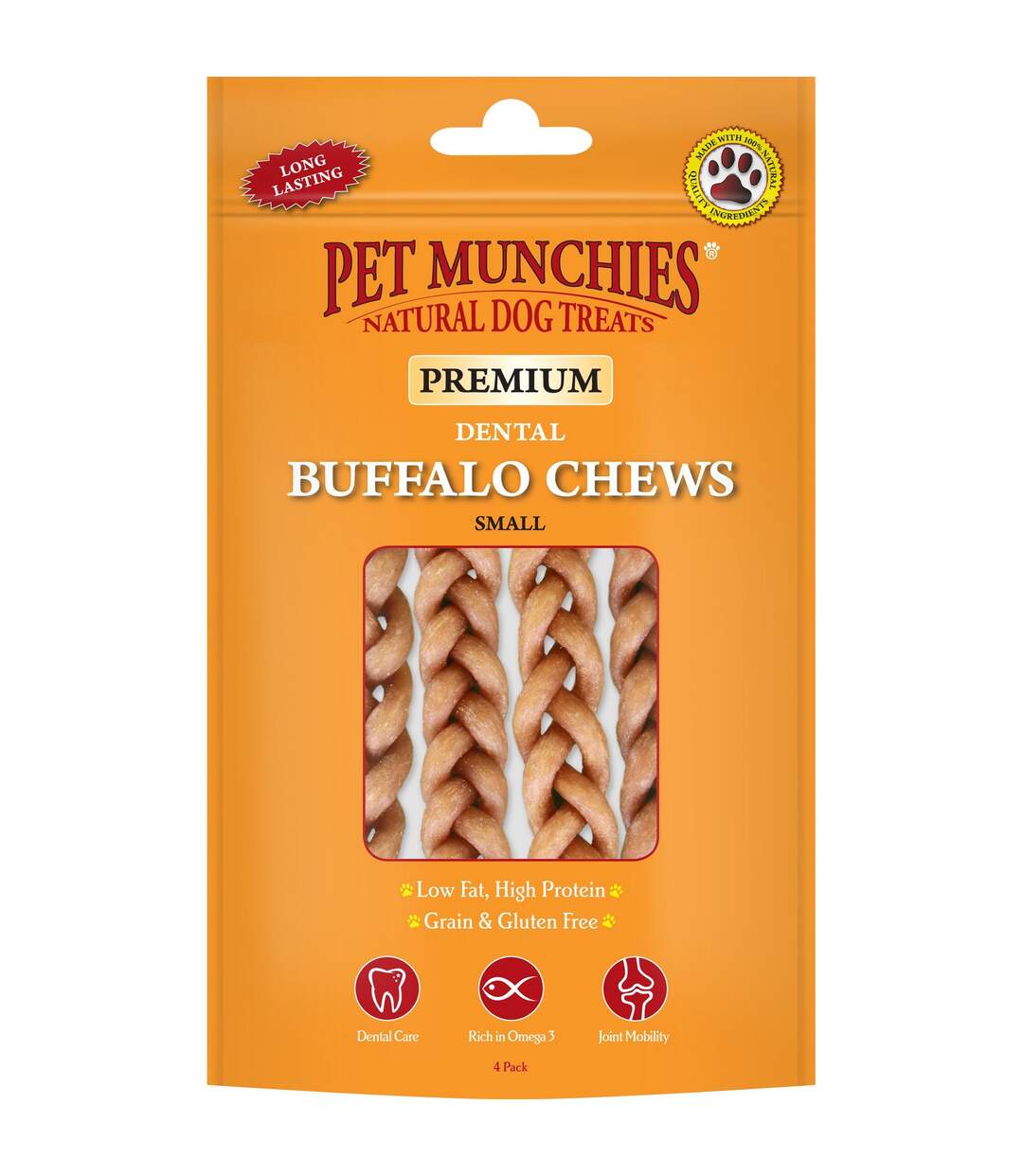 Pack of 4  Buffalo dental dog chew  m may vary Pet Munchies-1